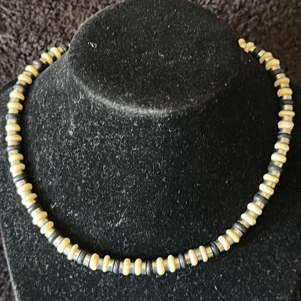 Women’s Beaded Choker Necklace Black Silver Beige Fashion Jewelry Boho Statement